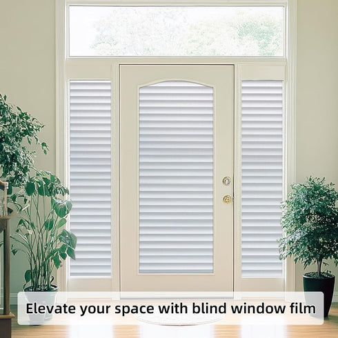 DUOFIRE Window Film Blinds Pattern Privacy Window Film, Static Cling, 23.6 x 78.7 inch