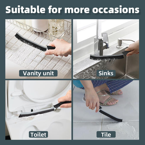 Toilet Brush, 2 Pcs Bathroom Cleaning Brush, Deep Toilet Bowl Scrubber with Hanging Hole for Kitchen Sinks (Black)