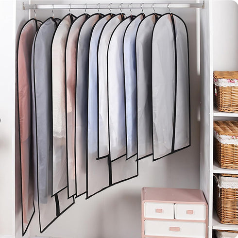 Extra Long 60in Clear Dress Garment Bags - Lightweight Dust Proof Cover with Full Zipper, Pack of 6