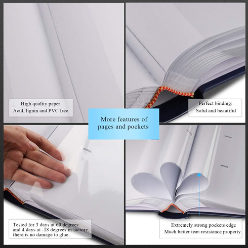Photo Album for 4x6 Photos - Holds 402 Pockets with Memo Slip-in Pockets - Leather Cover Picture Book for Wedding