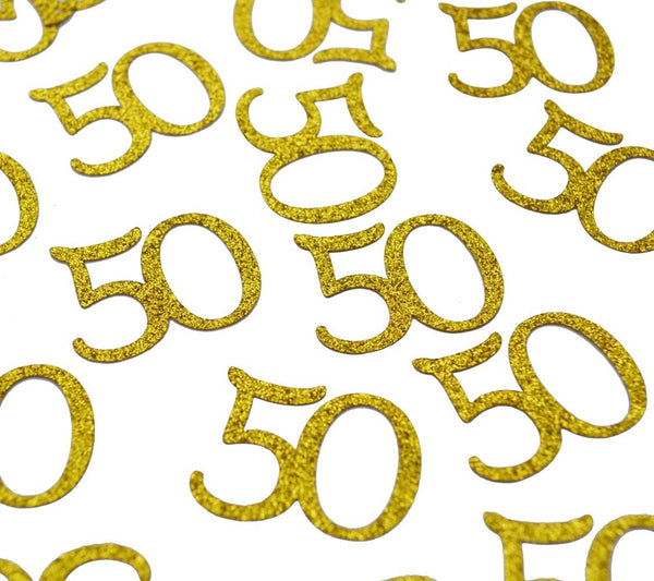Happy 50th Birthday Confetti, 100 Pcs Glitter Gold Number 50 Table Confetti for 50th Birthday Party