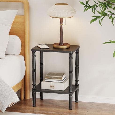 LUCKNOCK Small Side Table for Small Spaces, Vintage End Table, Narrow Couch Side Table with Storage, Skinny Nightstand