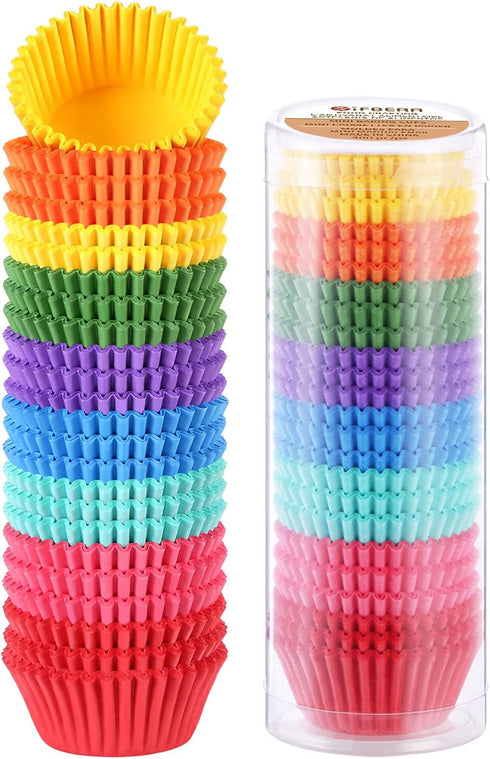 Gifbera 400-Count Colored Mini Paper Cupcake Liners, Vibrant Muffin Baking Cups