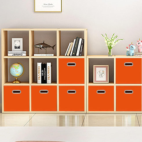 Set of 3 Fabric Cubby Storage Bins, 13x13x13 Inches, Foldable Organizer Bins with Dual Handles, Orange