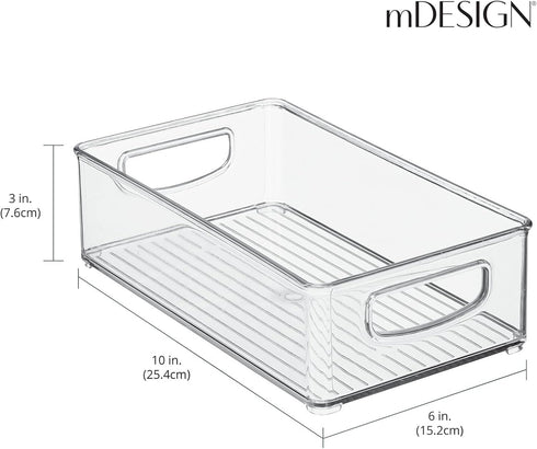 8 Pack, mDesign Small Plastic Kitchen Storage Container Bin with Handles - Organization in Pantry, Refrigerator
