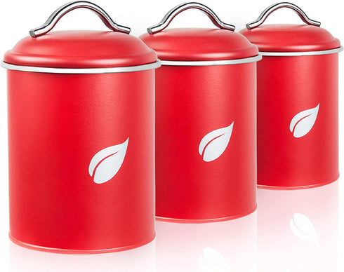 Self-Care Saf-Care Kitchen Canisters, Valentine Red Canister Set with Tight Sealed Lids, Set of 3, SC-002