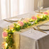 2Pcs 8 Dolicer Artificial Eucalyptus Garlands with Flowers - Roses, Faux Floral Greenery Garlands Fake Flower Vines