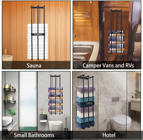 3 Towel Storage, Towel Rack Wall Mount for Small Bathroom, LAFEALO New Upgrade Bar Towel Racks for Bathroom, Towel