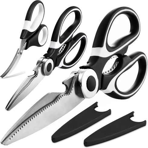 Food Grade Kitchen Scissors 3 Pack - Heavy Duty Stainless Steel Cooking Shears for Cutting Meat, Food, Fish, Poultry -