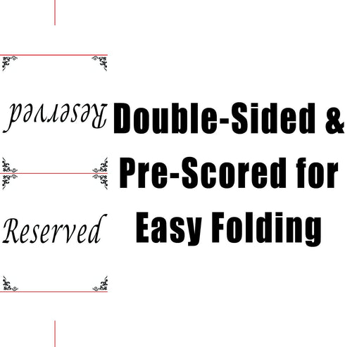 Freestanding Reserved Cards for Wedding Reception Tables, 20 Pk Black and White Design, Elegant Event Decor