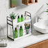 VITVITI 2-Tier Bathroom Organizer Countertop, Wood Bathroom Counter Organizer and Storage, Bathrom Corner Sink Vanity Skincare Organizer Shelf with Hooks, White by VITVITI