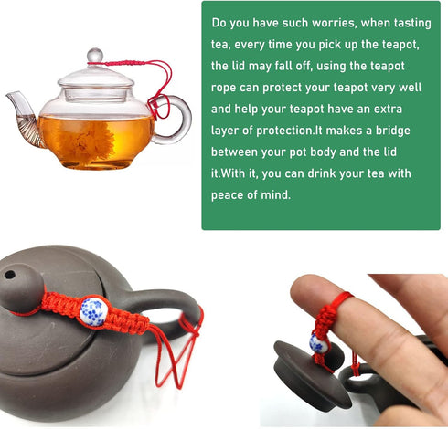 6 Pack Teapot Rope Hand-Woven Glass Kettle Ropes, Ceramic Teapots Lid Anti-drop Cord, Porcelain Cup Tea Set Accessories