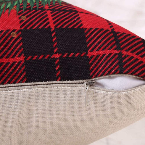 Coeufuedy Buffalo Plaid Christmas Pillow Covers - 18x18 Inch Farmhouse Decor, Set of 4