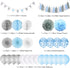 It’s A Boy Baby Shower Decorations with Banner, Paper Fan, Tissue Pompoms, Balloons, Blue and Grey
