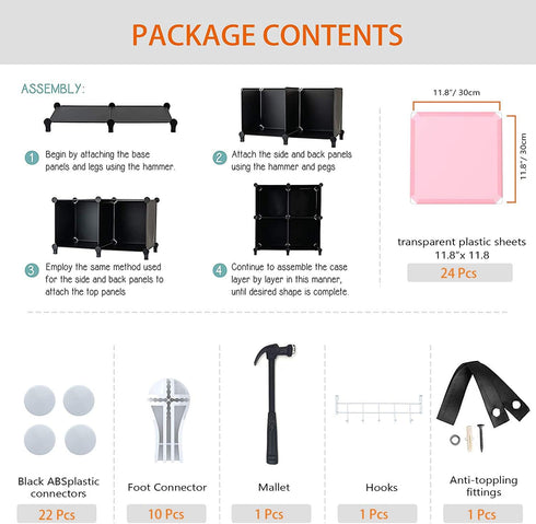 6-Cube Hammer, Closet, (11.8x11.8x11.8 inch), HOMIDEC Storage Shelf, Storage Bookcase Bookshelf with Metal Storage