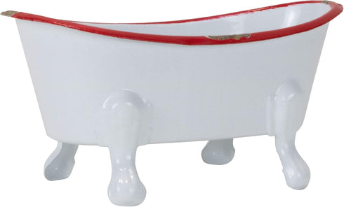 Foreside Home & Garden Red Rim White Enamel Soap Dish - Bathtub