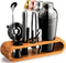 Mixology & Craft Cocktail Shaker Set with Bamboo Stand - Professional 10-Piece