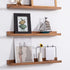 24 Inch 3 MBYD Floating Wall Shelves Wood Photo Picture Ledge Shelf, Light Walnut Nursery Kids Bookshelf Same Sizes