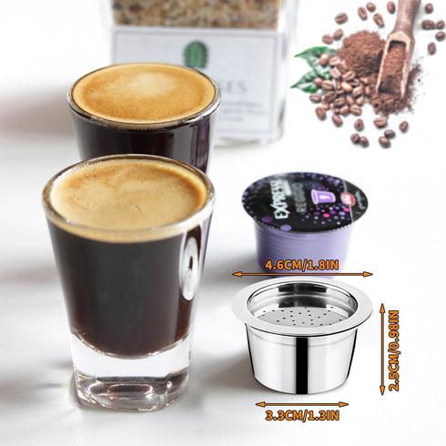 Stainless Steel Reusable Espresso Capsules for K Fee Pods, Includes 30mm Tamper, Spoon, and Brush