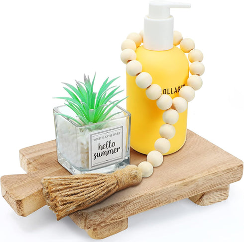 Honeydak Wood Pedestal Riser Tray Soap Dispenser Stand for Kitchen Sink Counter