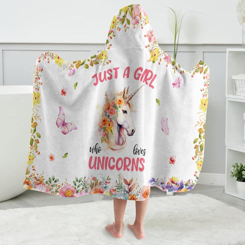 Caiibaoob Swimming Unicorn Hooded Bath Towels for Girls,Soft Cotton Shower Beach Blanket (Unicorn)