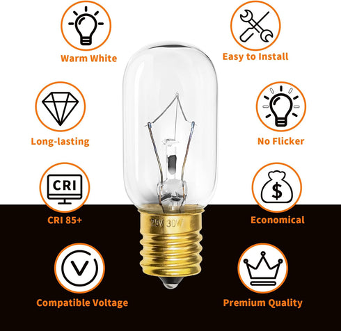 Belleone Light Bulb for LG Microwave Oven, Dimmable 125V 30W E17 Base, Compatible with LG Frigidaire Kenmore