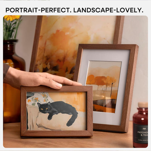 9x12 9 12 7 10 12x9 7x10 Set 1 Homeforia Picture Frame Brown, High End Dark Oak x Walnut Wooden Frames with Mat by