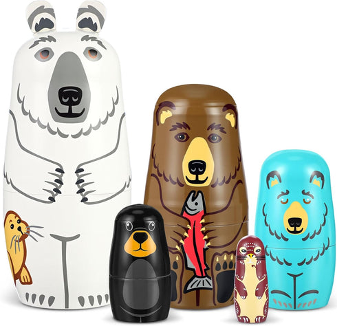Gejoy Russian Nesting Dolls for Kids Handmade Matryoshka Wooden Stacking Toys Nesting Dolls
