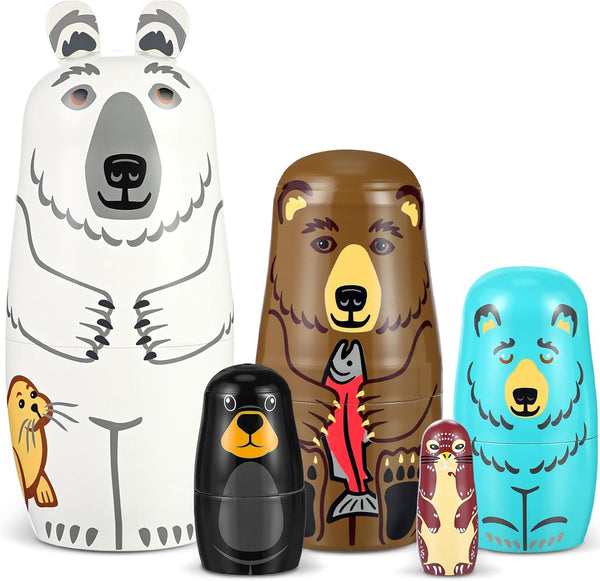 Gejoy Russian Nesting Dolls for Kids Handmade Matryoshka Wooden Stacking Toys Nesting Dolls