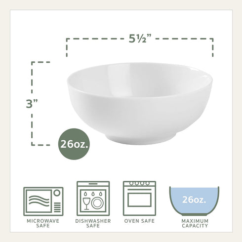 26 Everyday White Ounce Porcelain Soup Cereal Bowls