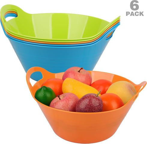 Tiawudi 6 Pack Snack Bowls - Large Plastic Serving Bowls for Kitchen, Microwave Safe