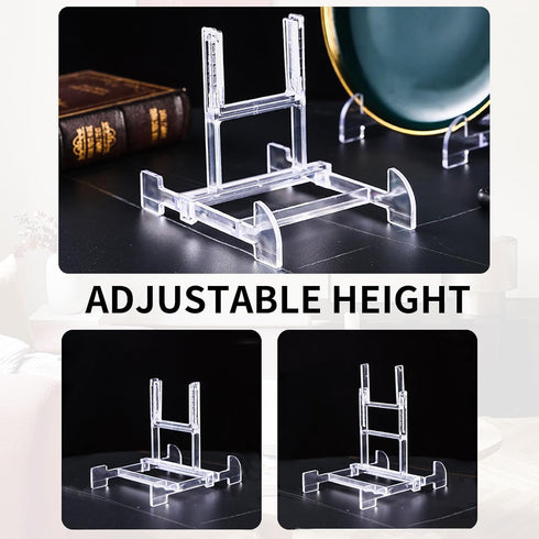 Acrylic Plate Stands, Large Adjustable Decorative Holder for Displaying Pictures or Plates (6 Packs)