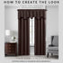 Elrene Home Fashions Colette Faux-Silk Scalloped Window Valance, Chocolate, 50 in x 21 in (Scalloped Valance)