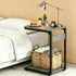 Vovonusy ET-YB-GY1 Wood Pedestal Small Sofa Side Table for Couch, Tall Nightstand, C Shaped End Table, TV Trays
