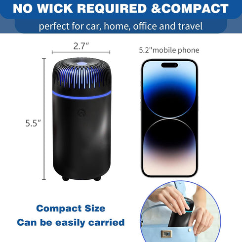 Car Diffuser Humidifier - Mini Portable Essential Oil Diffuser for Car, Home, Office, 100ML