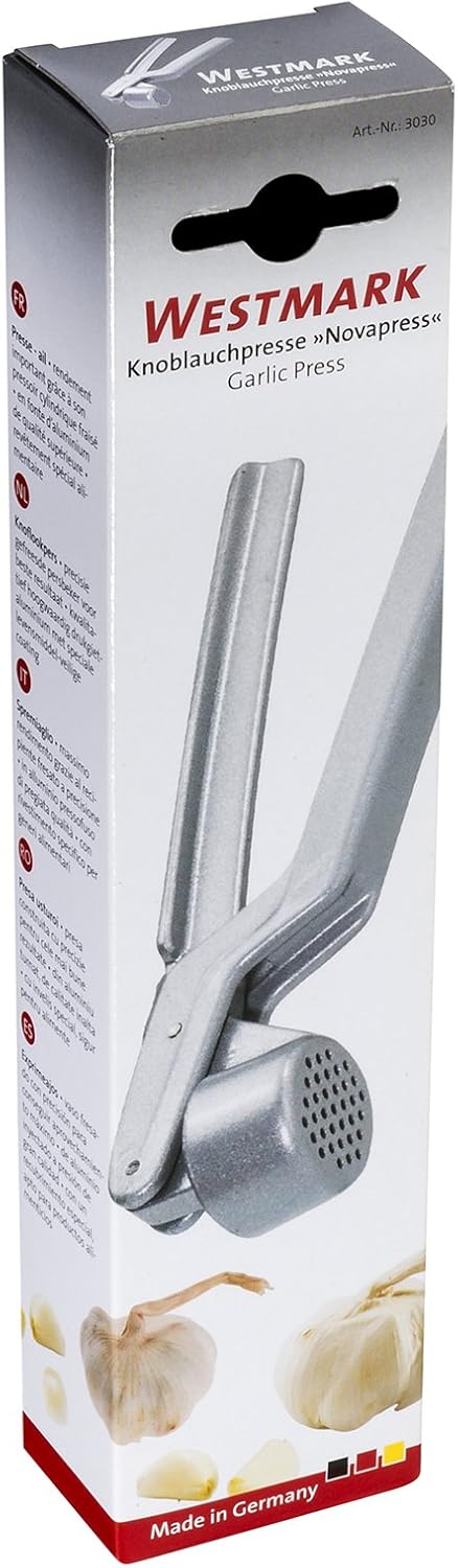 Westmark Garlic Press Novapress German Heavy-Duty Garlic Crusher & Mincer, Rust Proof Mincer Tool, Easy Squeeze