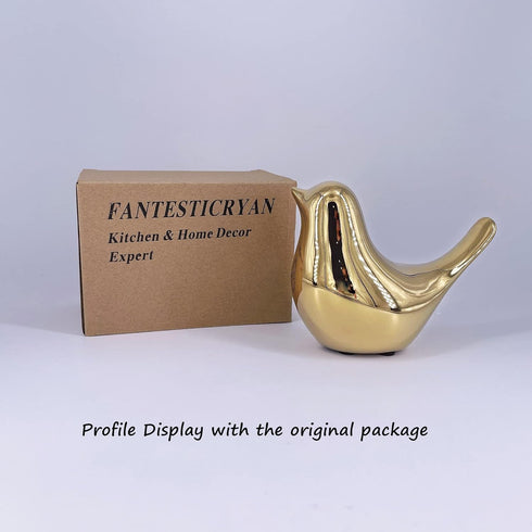 FANTESTICRYAN Small Birds Statues Gold Figurine Decorative Ornaments for Home Decor Living Room Bedroom Office Desktop