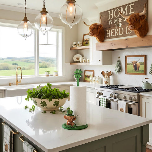 Countertop Namalu St. Patricks Day Highland Cow Paper Towel Holder Shamrock Highland Cow Kitchen Decor Kitchen Cute