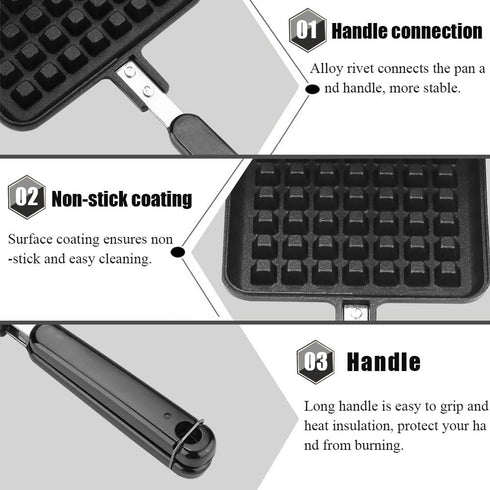 Non Stick Double side Waffle Baking Pan Household Gas Aluminum Alloy Waffle Cone Maker Waffle Press Plate Cooking Baking Tool by Zerodis