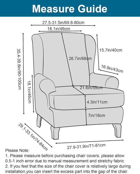 2 Chair,A21 CRFATOP Waterproof Wing Chair Slipcovers Piece Stretch Wingback Chair Cover Spandex Fabric Wingback