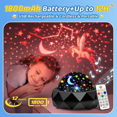 15 15 3 PIKOY Night Light Projector for Kids Room - Colors, White Noise, Films, Remote - Rechargeable Star Lights