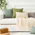 18x18, Set 2, Kevin Textile Light Green and Beige Farmhouse Striped Patchwork Linen Spring Decorative Throw Pillows