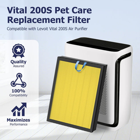 Vital 200S Pet Care Replacement Filter for LEVOIT Vital 200S and Vital 200S-P Air Purifier, H13 True HEPA, 2 Pack,