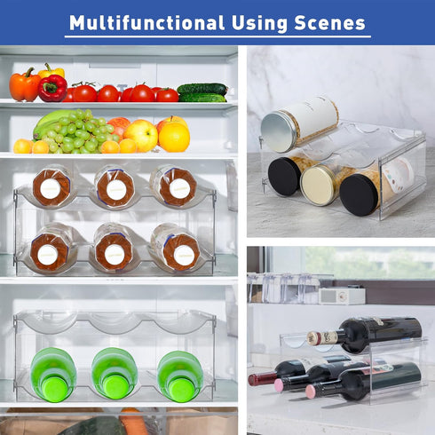 Water Bottle Organizer, 2 Layers Storage Holder for Kitchen, Fridge, Pantry, Cabinet, Countertop