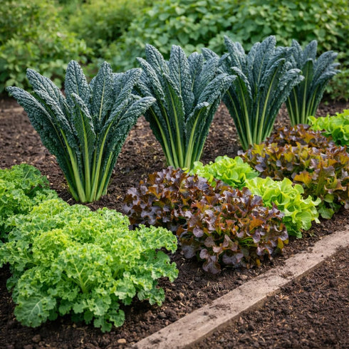 Sunutri Seeds Black Tuscan Lacinato Kale Seeds Dark Blue-Green Leaves with Upright Growth for Home Gardens, Raised Beds