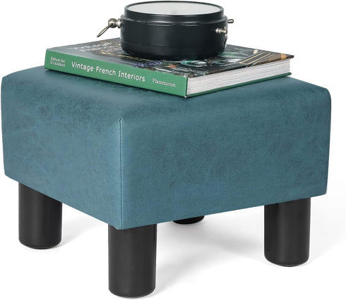 13" Homebeez Small Footstool Leathaire Fabric Ottoman Footrest Modern Home Living Room Bedroom Square Stool with Padded