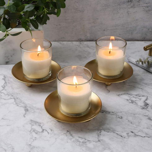 Iron Plate Candle Holder Set of 3, Gold Decorative Pillar Candle Stand for Wax Candles