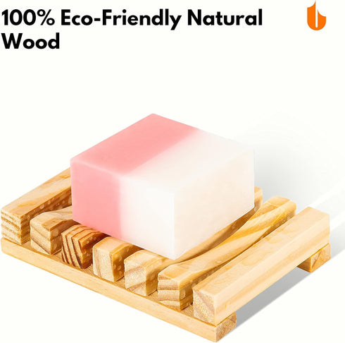 Urbanstrive Eco-Friendly Natural Wooden Soap Dish - Biodegradable Soap Saver Holder Tray for Bathroom, Zero Waste,