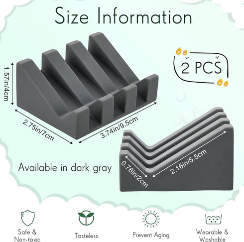 Cunhill 2 Pieces Silicone Soap Dish, Self Draining Shower Waterfall Bar Soap Holder Tray for Kitchen Bathroom