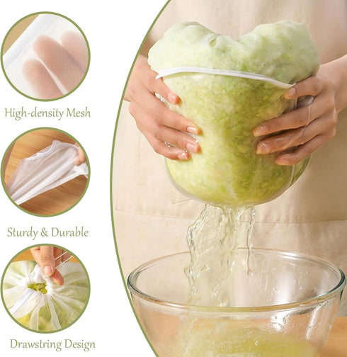 5PCS Ultra Fine Mesh Strainer Bags, Cheese Cloth Bags for Straining, Reusable Nylon Cheese Cloth Filter Bag for Filter